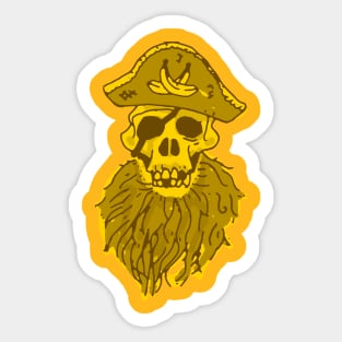 Golden and Bearded Pirate Monkey Skull Sticker